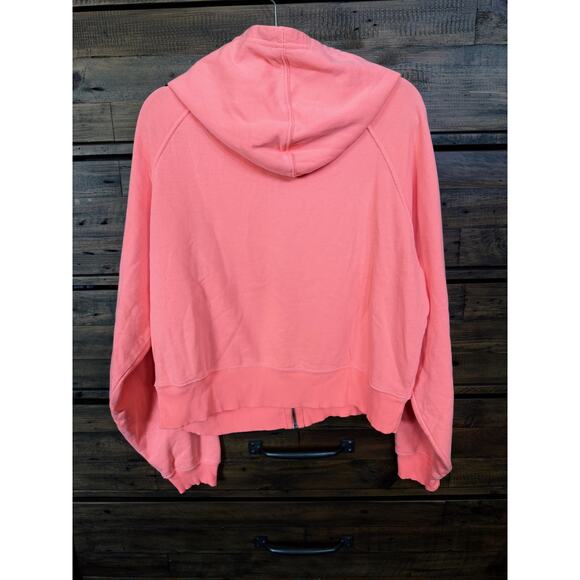 FREE PEOPLE Zip Hoodie Women's Sz S Coral Full Zip Drawstring Sweatshirt - Picture 2 of 10